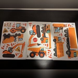 Orange Construction Vehicle Sticker Set for Kids
